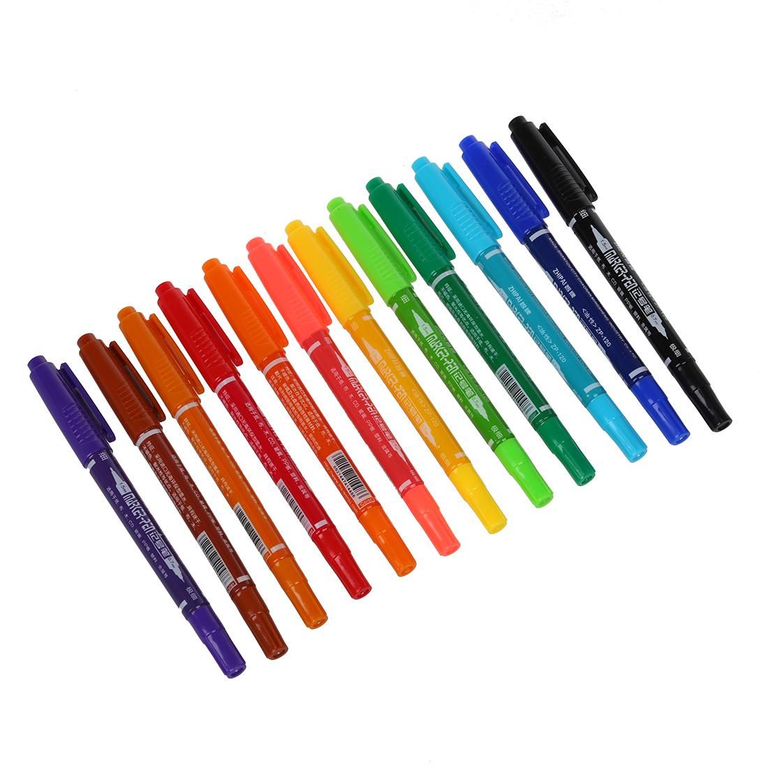 12 x Colors Double Ended Permanent Art Drawing Markers Highlighter Pen Office
