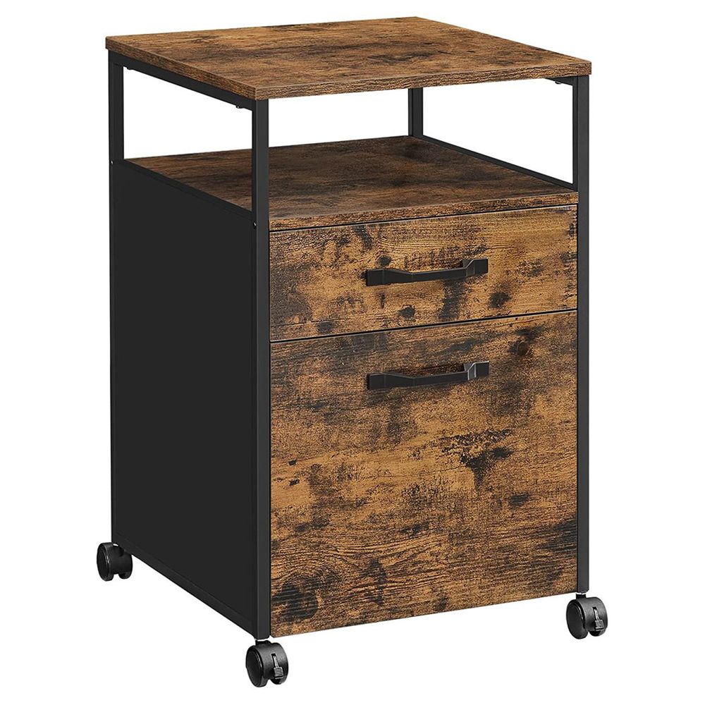 ROLLING FILE MOBILE OFFICE CABINET ON WHEELS 2 DRAWERS