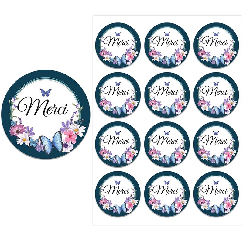 3.5/4.5cm Merci French Thank You Stickers For Party Wedding Small Business Stickers Packaging Seal Labels Baking Gift Bag Decor M