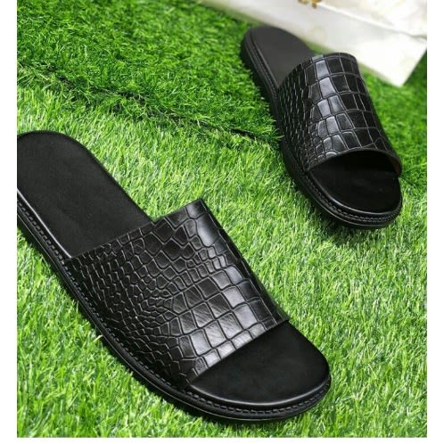 Male Black Skin Covet Slippers