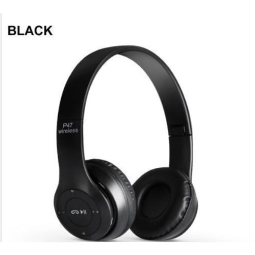 P47 Wireless Bluetooth 5.0 Stereo Over ear Foldable Headphones - Black