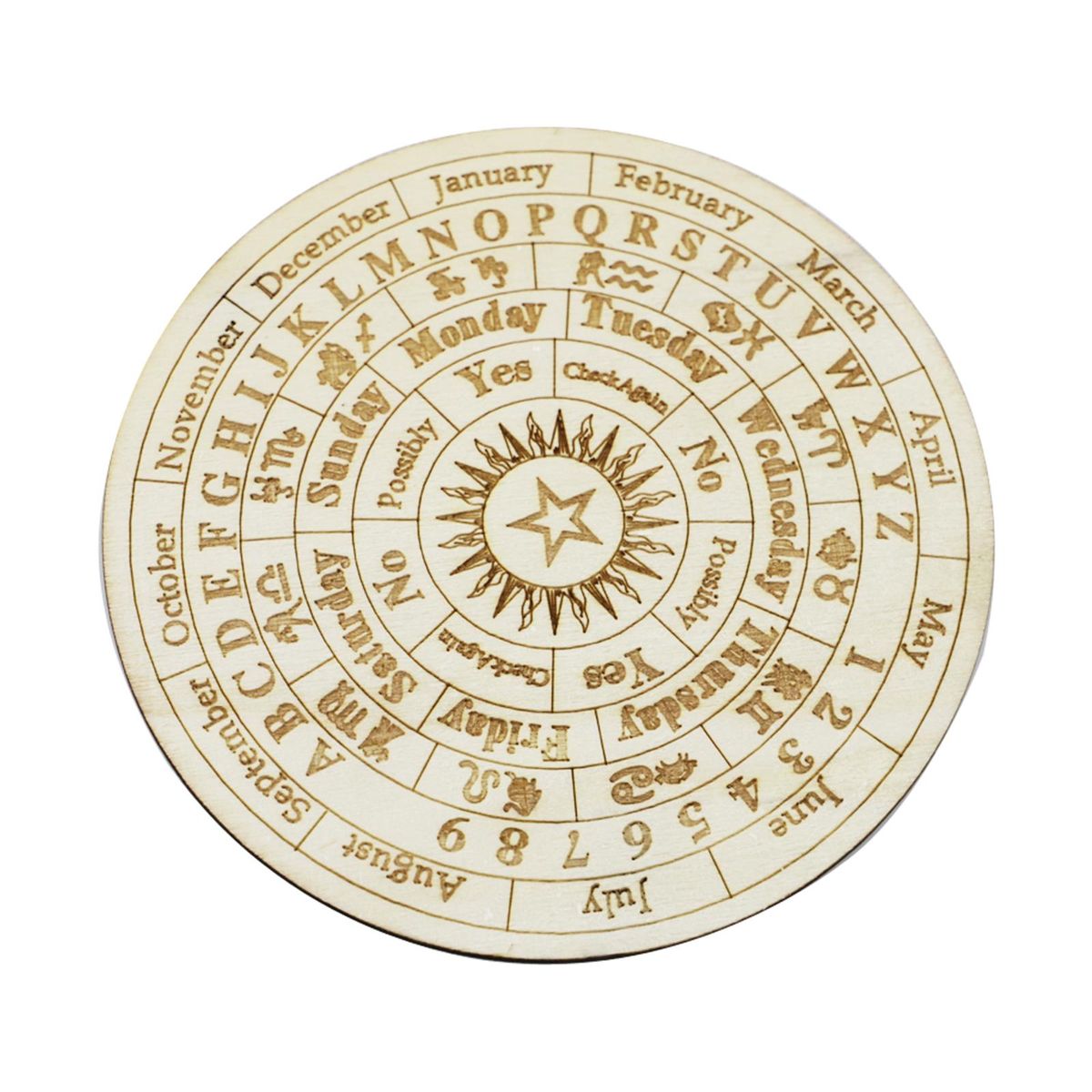 Star Pendulum Board Wooden Dowsing Divination Board Round Metaphysical Message Board Witchcraft Wiccan Altar Beginner Witchcraft Supply