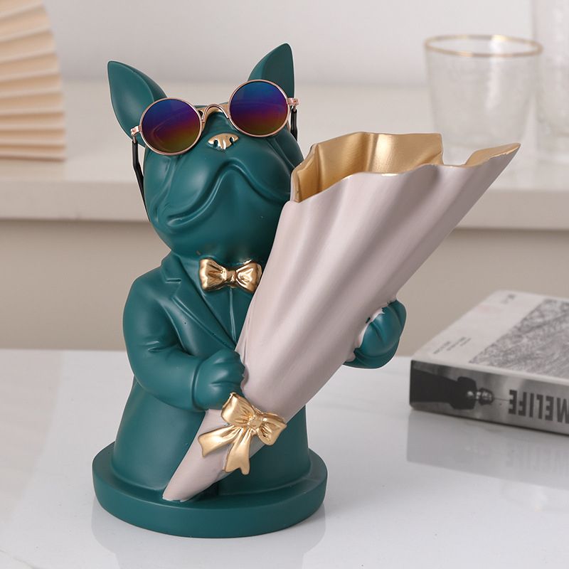 Resin Sculpture Flower Vase For Table Decoration Dog Statue