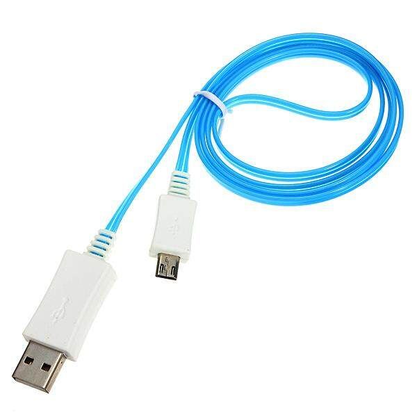 LED Light USB Charger Data Sync Cable For Phone Android Sony Samsung S4/3 HTC LG Blue Blue