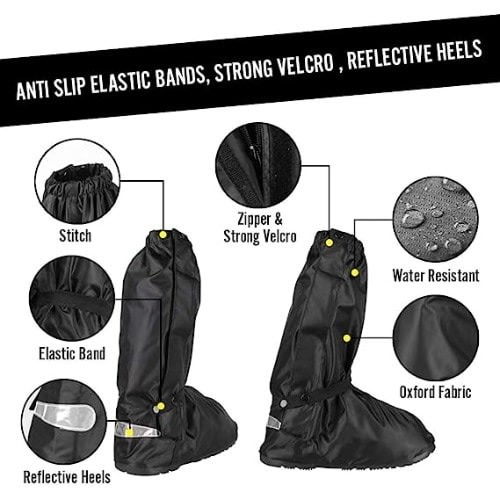Waterproof Rain Boots Padded Cover- Black