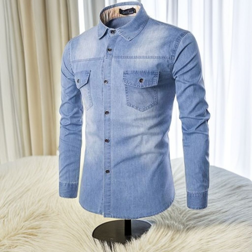 Mens Jeans Shirts  Denim Long Sleeve Casual Official