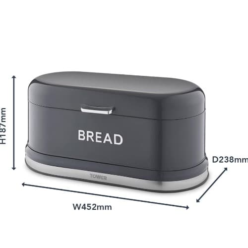 Durable Steel Body 11.5l Bread Bin With Secure Hinged Lid