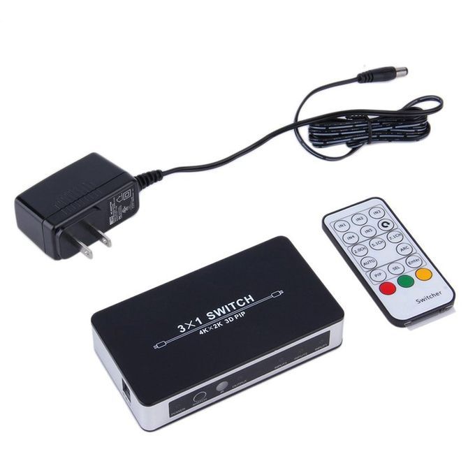 HDMI Swit H 3x1 Swit Her Onverter Adapter 4ports Audio 3D Video US Plug-bla K
