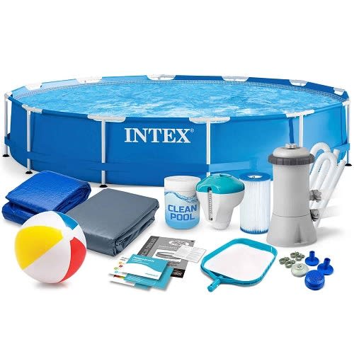 Metal Frame Round Swimming Pool With Filter Pump - 10ft