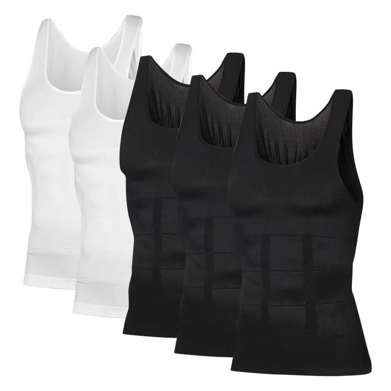 5PCS Men Body Shaper Slimming Tummy Shaping Vest Tight Fit Undershirt Tank-Tops