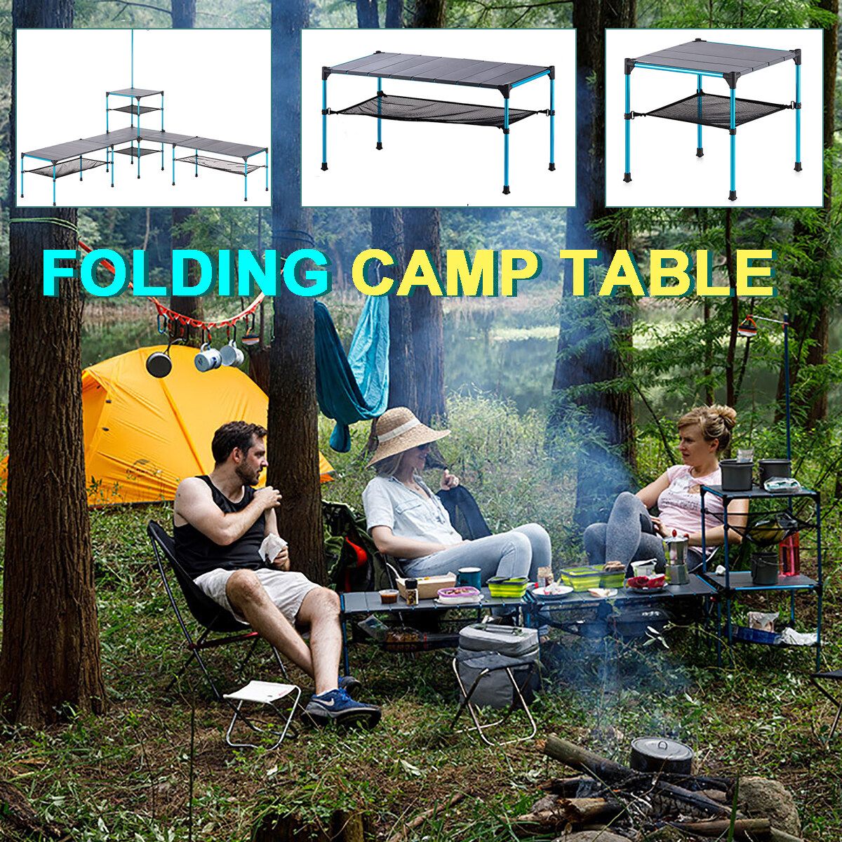 Portable Camping Table Aluminum Alloy Folding Camp Table Lightweight Outdoor For Camping Hiking Backpacking Picnic Large Table