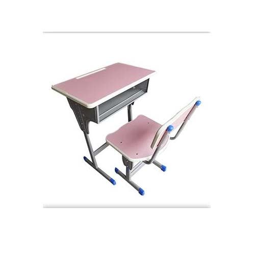 Modern School Furniture Single Adjustable  Desk And Chair- Pink
