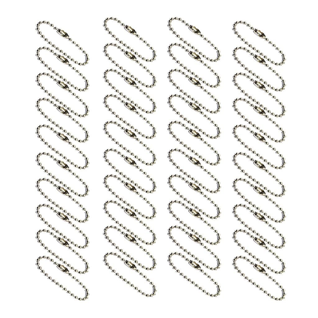 40pcs Tag Chain 10cm Plated Keychain Ball Chain 2.4mm Bead
