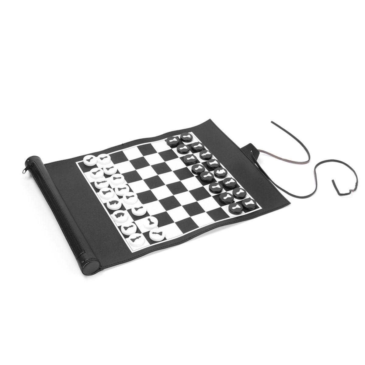 2-In-1 Chess Checkers Roll Up Chess Game Adults Kids Chess