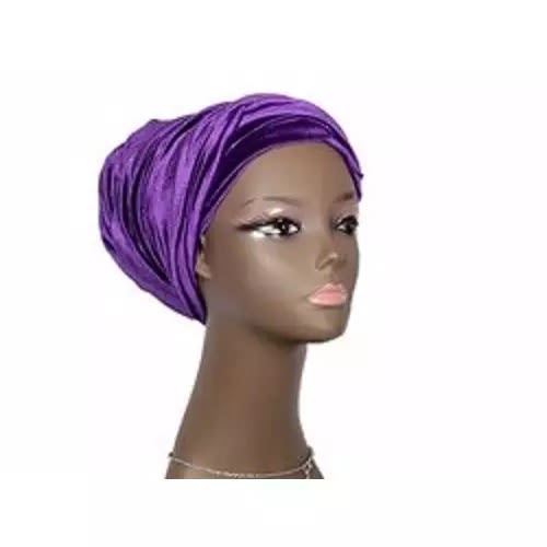 Velvet Turban Scarf - Purple