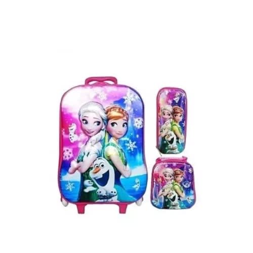 3 In  1 Frozen Character School Bag With Trolley