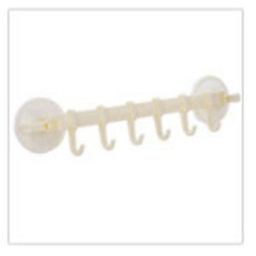 Suction Lock Kitchen/bathroom 6 Hook Wall Hanger -cream