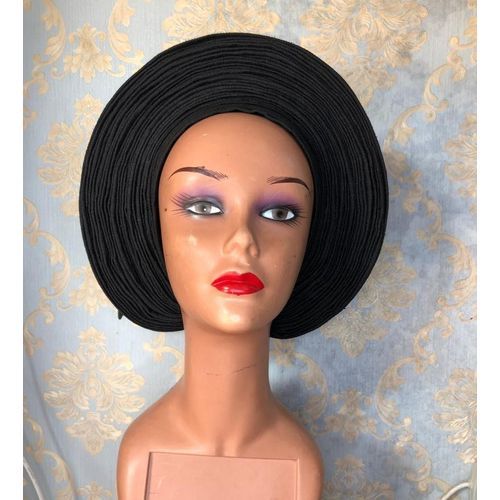 Beautiful Black Round Auto Gele