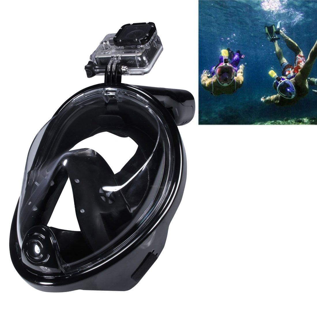 Water Sports Full Dry Diving Mask Swimming-Black