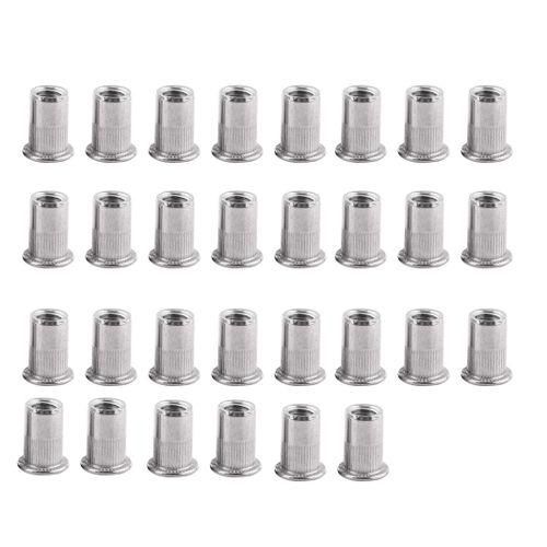 30 Pcs Flat Head Blind Rivet Nuts Stainless Steel