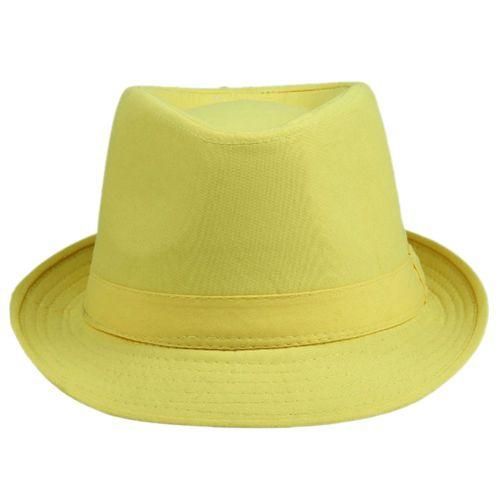 Unisex Ladies Mens PANAMA Hat Beach Jazz , Yellow - Unisex