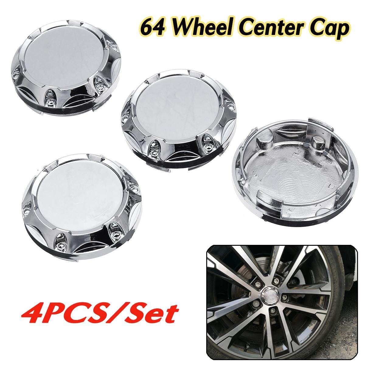 4PC 64mm ABS Silver Wheel Center Hub Caps Wheel Center Emblem