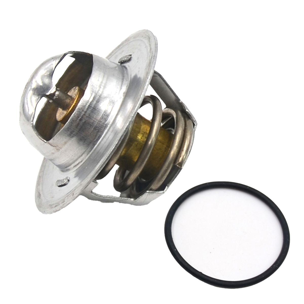 Thermostat With Sealing Ring Reliable Iron Car Engine Coolant Thermostat 050121113C For Volkswagen Golf 1998-2013 4 Cylinder-Silver + Yellow