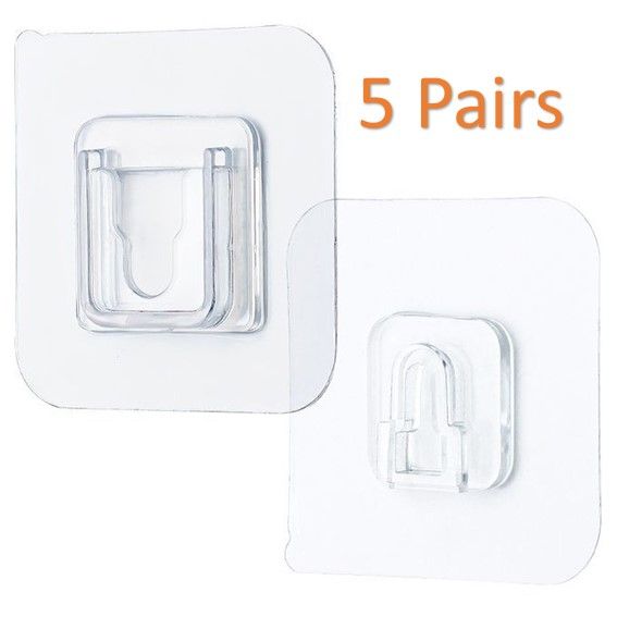 5-pairs Double-Sided Strong Self-adhesive Hook, Wall Hooks Door Sticky Hooks