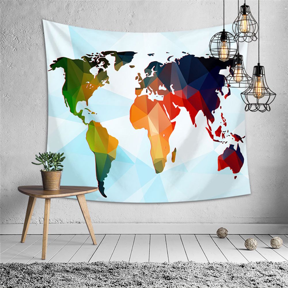 Colorful World Map Hanging Tapestry For Home Decor