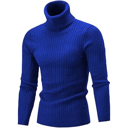 Unisex Long Sleeve Turtleneck T-shirt - Blue