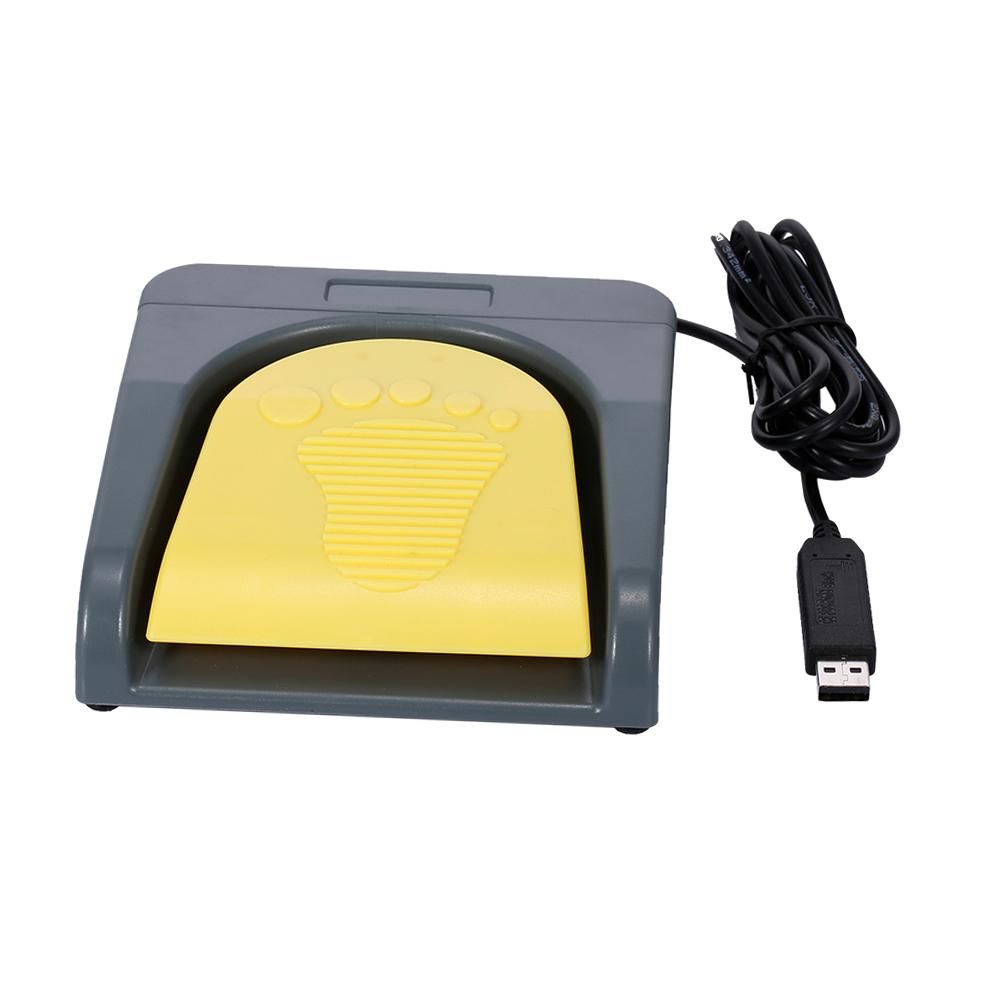 USB Single Foot Switch Game Control One Key Customized Computer Keyboard Action Pedal Grey with Yellow for Gamer Gaming Ethusiast