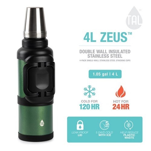 Stainless Steel Water Bottle Flask With Screw Cap & 4 Cuos - 4000ml