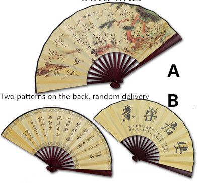 Fabric Fan Large Show Gift Custom Men Silk Logo Printed Fan Dance Fan 10" Hand Folding Traditional Classic Chinese Bamboo