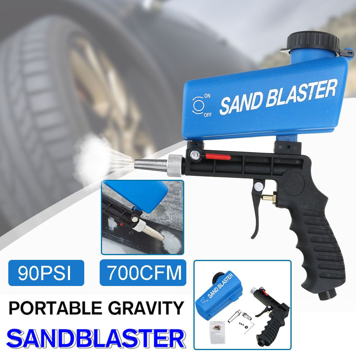 Portable Sandblaster Kit Air Nozzles Feed Sandblaster Machine Tube Sand