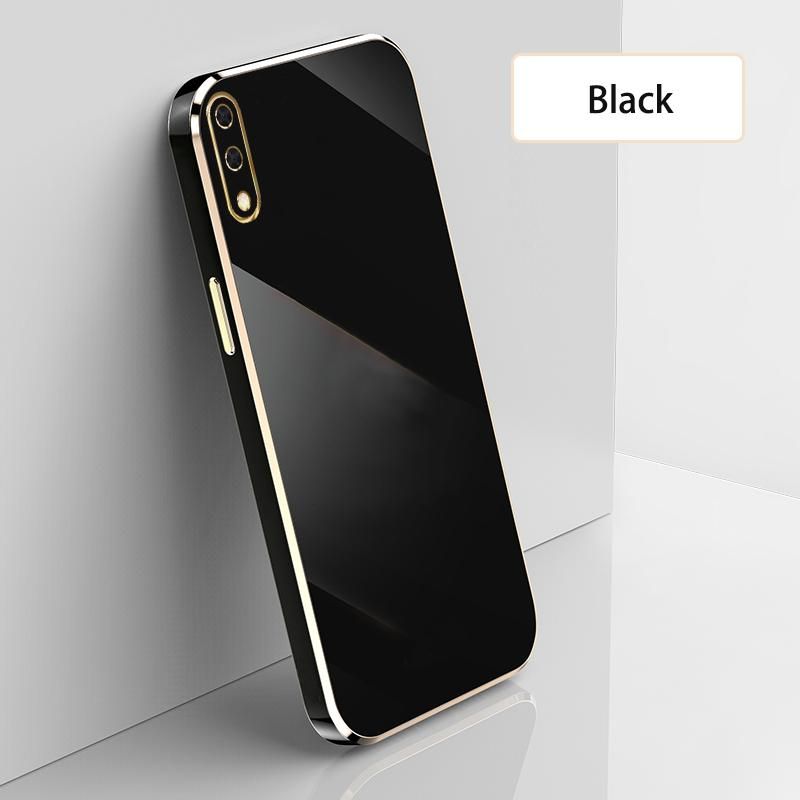 Ultra Thin Plating Phone Case for Samsung Galaxy A01 Lens Protection soft Phone Back Cover-Black