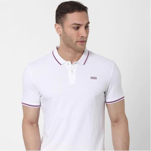 Men's Premium Contrast Tipping Polo Neck - White