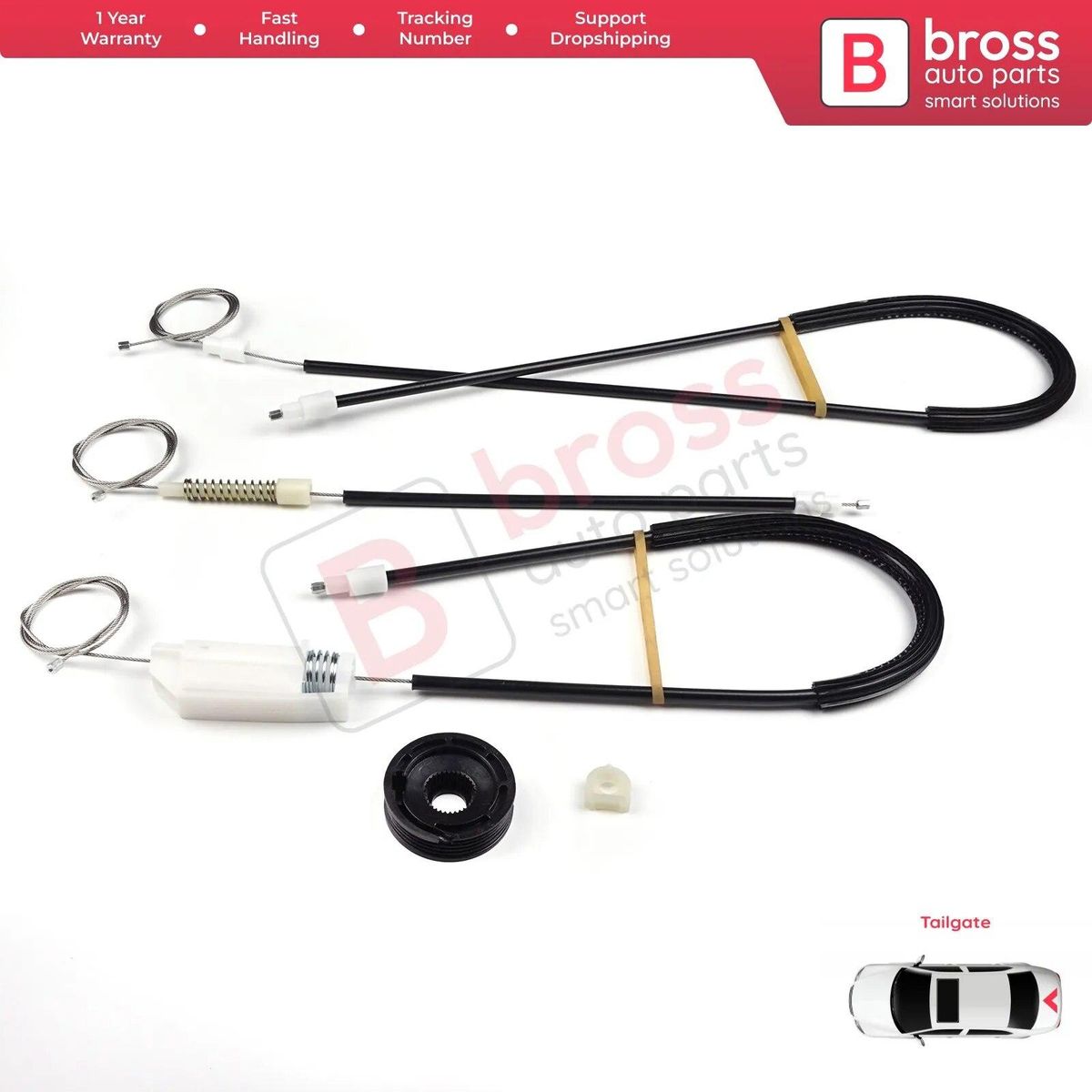 Bross Auto Parts BWR475 Window Regulator Repair Kit Tailgate Baggage Door for Land Rover Freelander 1997-2006 3/5 door