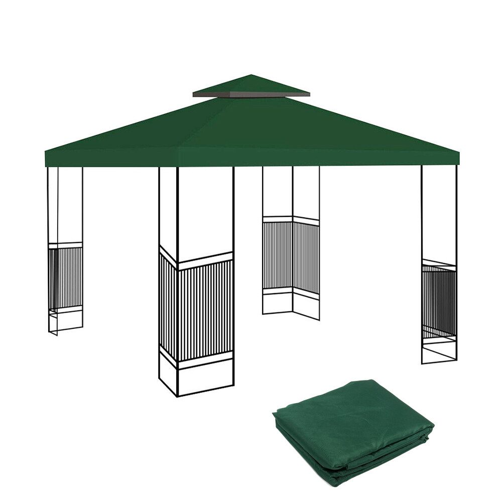 3X3M 2-Tier Replacement Canopy Tent Top Patio Garden Gazebo Sunshade UV Cover NEW Rainproof Green