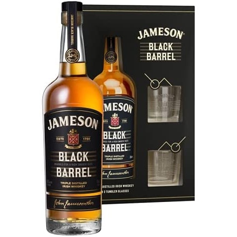 Black Barrel Irish Whiskey Glasses Gift Set - 70 Cl