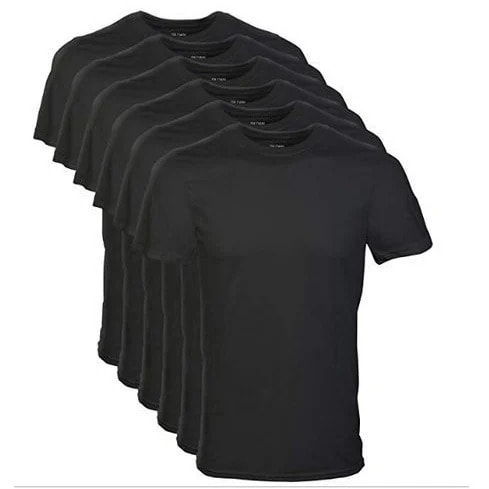 Round Neck Plain Shirt - 6pcs - Black