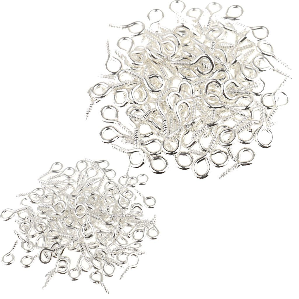 200x Silver Metal Hoop Eye Pins Screws Findings For Jewelry Making