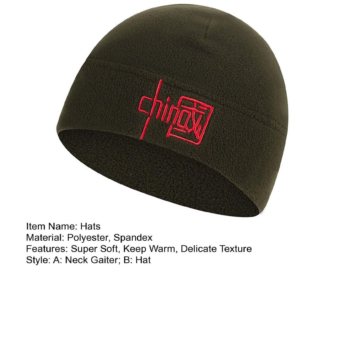 Thermal Hat Cold Weather Face Cover Scarf Army Green