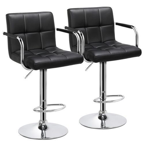 Adjustable Height Swivel Bar Stool With Arm Rest(set Of 2)