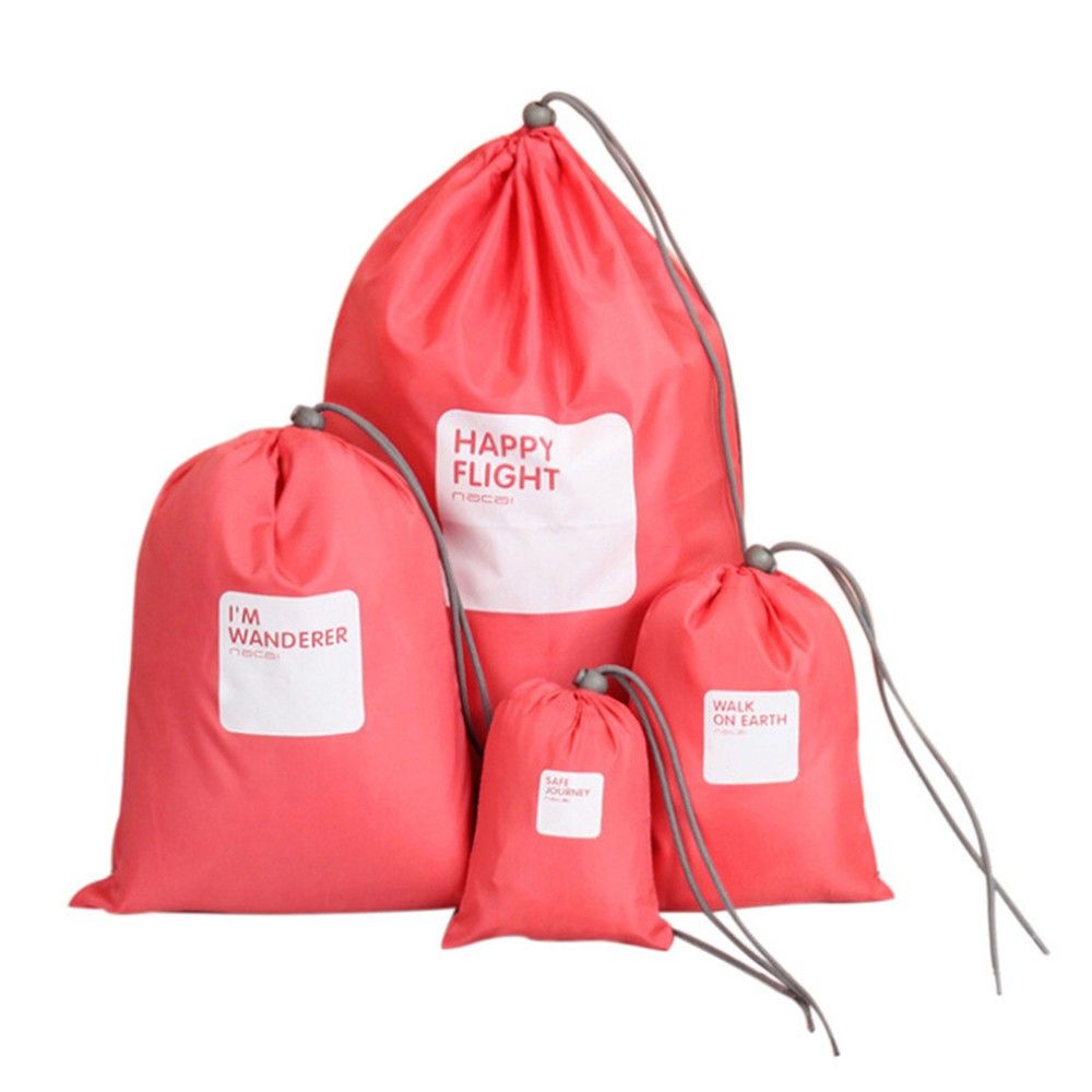 4pcs/lot Set Travel Storage Bag Waterproof Nylon Drawstring