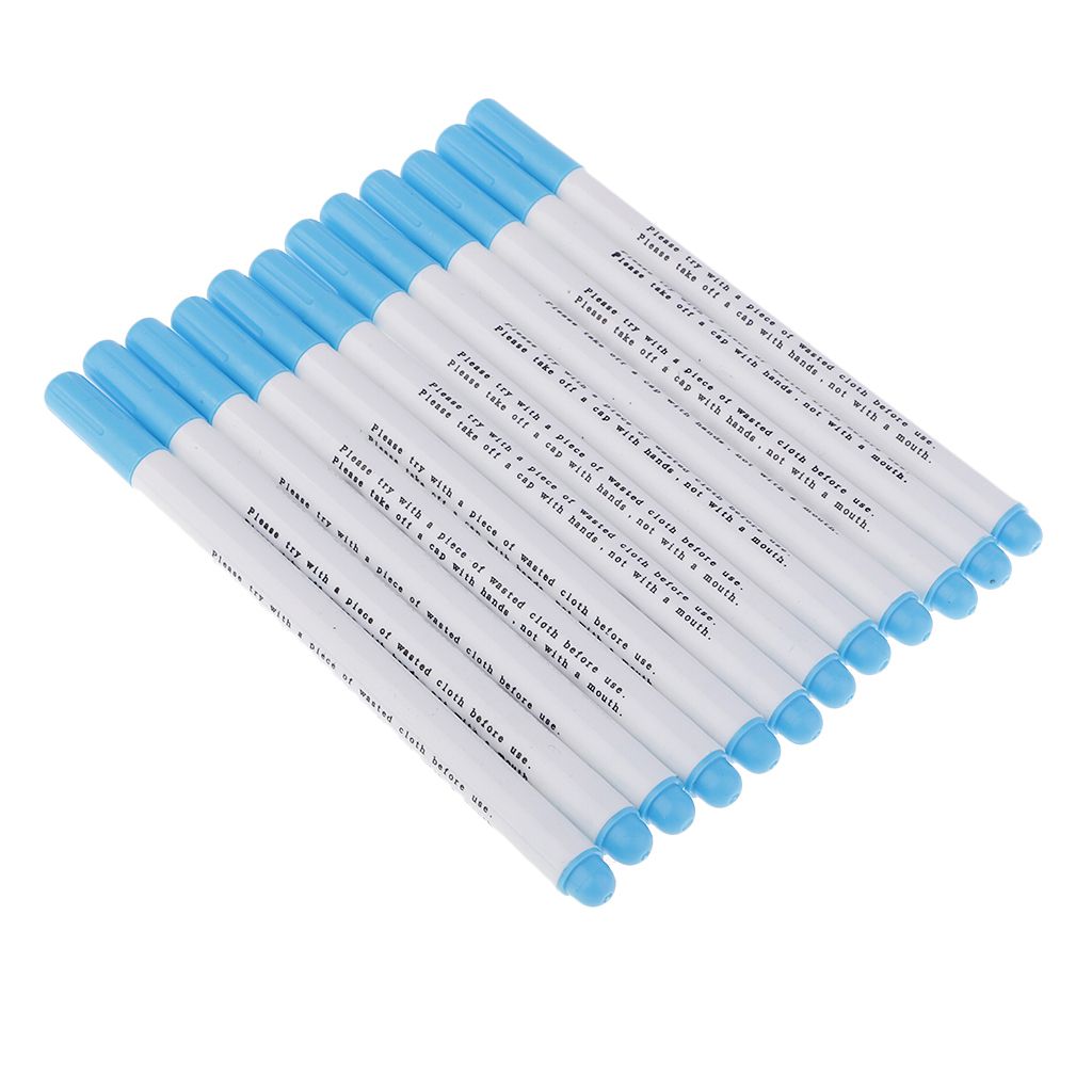 12x Air Water Erasable Pen Marker For Fabric Marking Sewing Blue