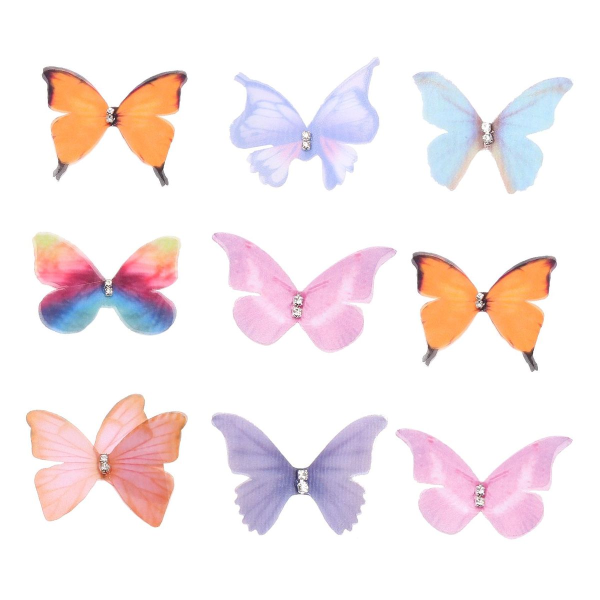 50Pcs Gradient Color Organza Fabric erfly Appliques 38Mm Translucent Chiffon erfly for  Doll Embellishment