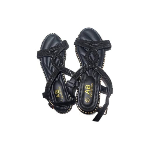 Rhinestone Sandal For Ladies- Black
