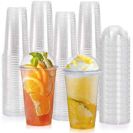 Disposable 20oz (550ml) Plastic Cup With Dome Cover/lid