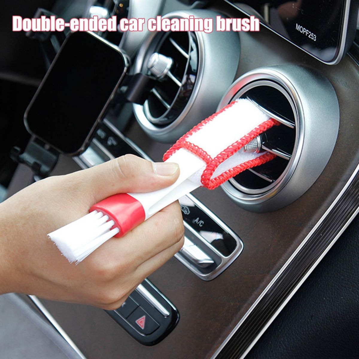 Car Dust Cleaner Car Grille Cleaner Detailing Blinds Duster Brush Grey