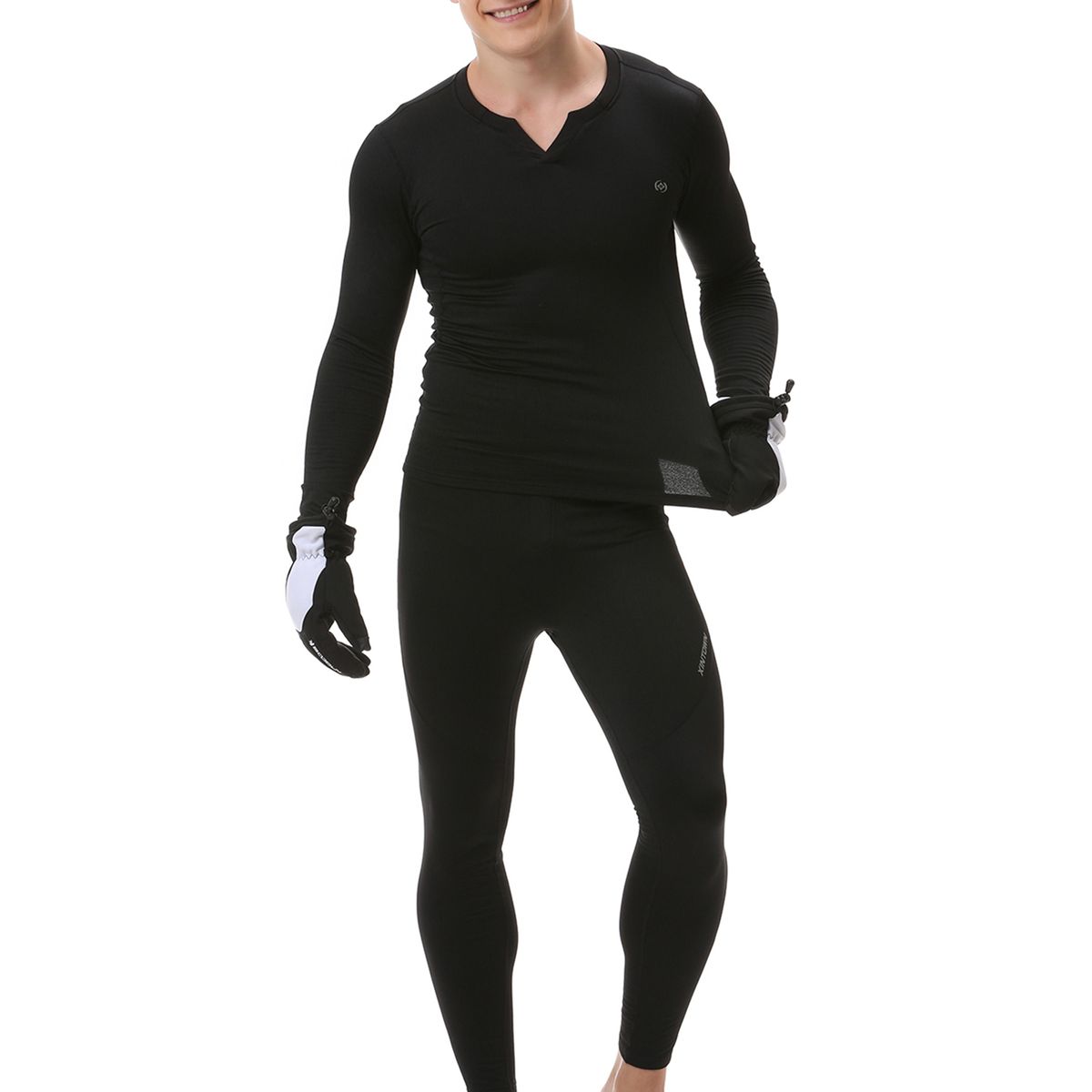 2PCS Men Winter Thermal Underwear Fleece Lining Thick Warm V